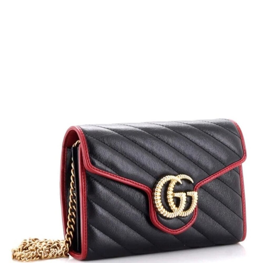 Gucci GG Marmont Chain Wallet Diagonal Quilted Leather Mini reb-758-091725 - Picture 3 of 6